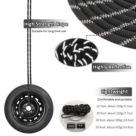 SEPXUFORE Reflective Long Slip Lead Dog Leash Anti-Choking 12 FT/20 FT/30 FT/50 FT Rope Training Leash for Medium Dogs Small Puppy Pets (50ft, Black)