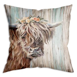 ZNGFON Cow Art Farmhouse Throw Pillow Cover Decor Vintage Country Farmhouse Art for Gifts and Home Decor Throw Pillow Cover 18x18 Inch