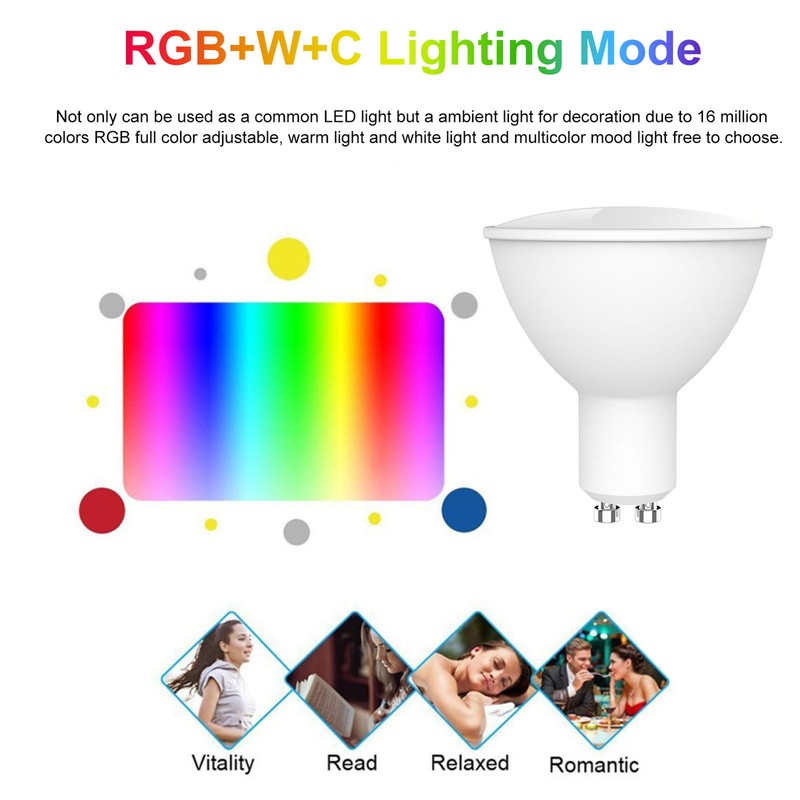 WiFi Smart Bulb RGB+W+C LED Bulb 5W GU10 Dimmable Light
