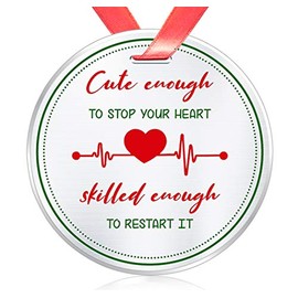 Elegant Chef Nurse Christmas Ornament- Cute Enough to Stop Your Heart Skilled Enough to Restart it- Gift for RN Medical Office Hospital Staff Nursing Medical School Student- 3 inch Stainless Steel