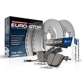 Power Stop ESK5401 Euro-Stop Front Brake Kit- Coated Brake Rotors & Ceramic Brake Pads