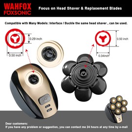FOXSONIC Cabezales de repuesto para afeitadora de cabeza de 7 cuchillas para Freedom Grooming 7 cabezales de afeitadora de cabeza calva afeitadora de barba eléctrica (dorado + negro)