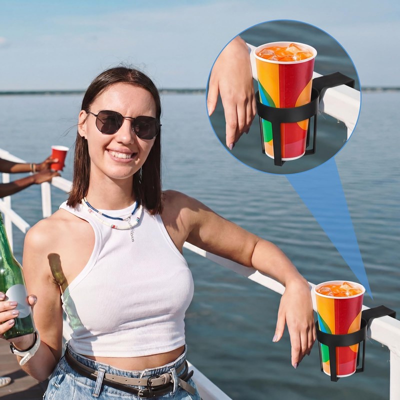 Singhoow 4 Pcs Marine Boat Rail Cup Holder No-Drill Cruise