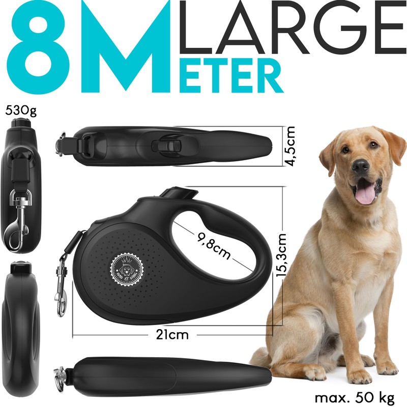 HUND IST KÖNIG Retractable Dog Lead 8 m for Small