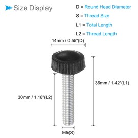 CoCud Thumbscrew New Ring Knob M5 x 30mm Female Thread Black Round Head Clamping Screw Thread Stud Hand Knob Grip (For Machine Lathe) 20pcs