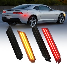 AUTOONE LED Side Marker Lights Red & Yellow Compatible With 5th Gen Chevy Camaro 2010-2015, Front & Rear Fender Side Markers, Turn Signal Amber & Brake Light Red, 4PCS