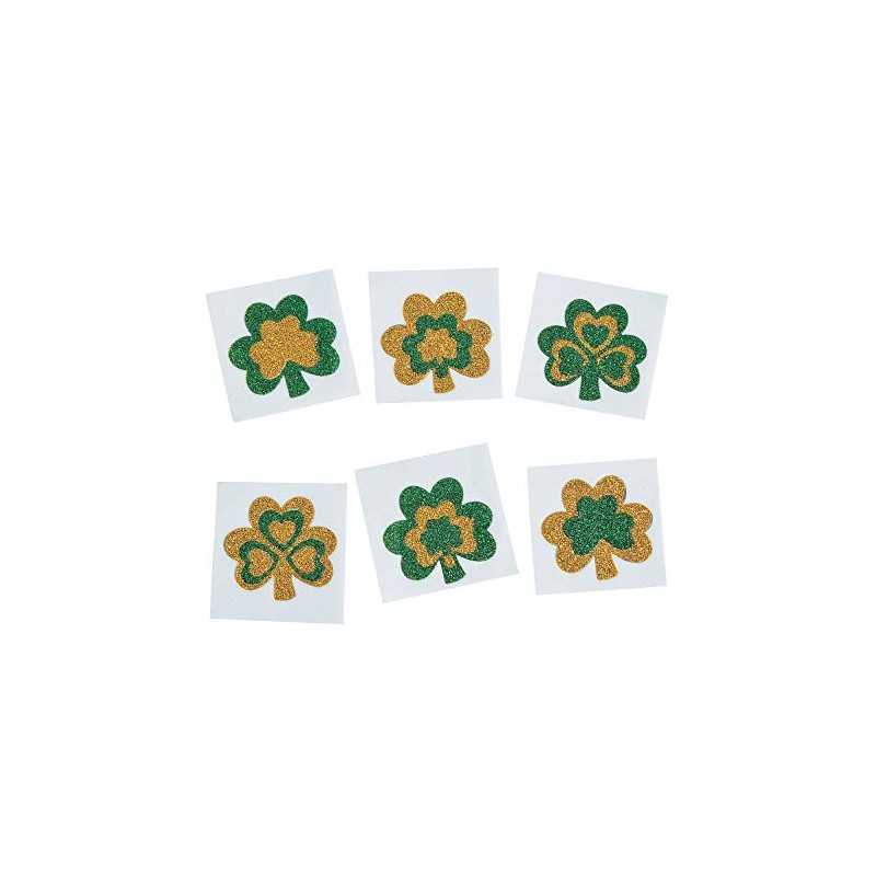Glitter Shamrock Temporary Tattoos : package of 12
