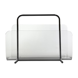 brilliant choice Magazine Holder, Brown Clear Acrylic with Stainless Steel Handle, Tabletop Display Stand