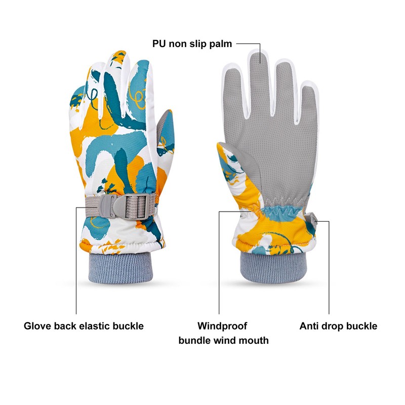 1 Pair Children Warm Gloves Windproof Waterproof Thicken for Winter