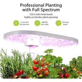 12 Pods Hydroponics Growing System, SXYCMY Indoor Garden Hydroponics Kit with 128 Lamp Beads 24W Full Spectrum Grow Lights in 5 Colors, Up to 16" Adjustable Height for Home Gardening, Auto Timer