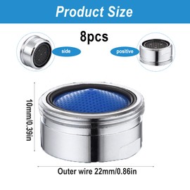 AstraGlam 8 Piece Tap Strainer Set, Aerator M22, Aerators for Taps, M22 for Aerator with 1 Mixing Nozzle Keys, Metal Faucet Trainer Insert, Tap Aerator for Bathroom, Kitchen