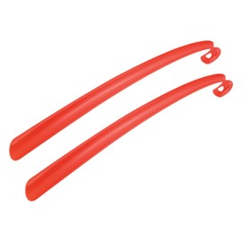PATIKIL 17inch Shoe Horn, 2Pcs Plastic Curved Handle Shoe Helper, Shoe Horns for Women Men Adults Seniors Boots, Red
