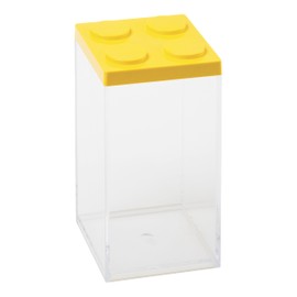 OMADA 1500ml Clear Plastic Brick Candy Container with Coloured Lid 10 x 10 x 20.5 cm
