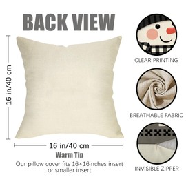 Fahrendom Black Winter Snowman Decorative Throw Pillow Covers 16 x 16 Set of 4, Baby It's Cold Outside Porch Patio Outdoor Pillowcase, Christmas Let's Have A Snow Day Cushion Case Home Decor