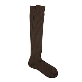 Marcoliani Milano Ribbed Dress Sock Extrafine Merino Over The Calf - Brown -