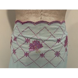 wowfabric4less123 3 Yard Sea Blue Pink  Embroidered  Multicolor Sequins Chiffon Fabric  40” Width