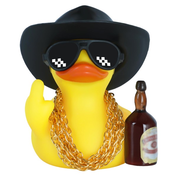 Middle Finger Rubber Duck with Cow-boy Hat,Middle Finger Ducks for