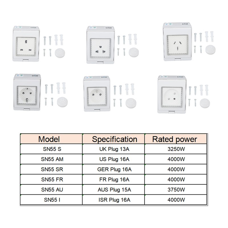 WiFi Smart Socket PC ABS IP55 Waterproof APP Remote Control