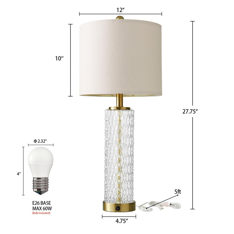 Oneach 27.75” Table Lamps Set of 2, Gold Modern Bedside