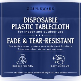 ZIMPLEWARE Premium Navy Blue Plastic Table Cloth Disposable (6 Pack) Round Tablecloth (84in) Party Table Cloths Disposable, Perfect Table Cloth Round Cover for Any Table Up to 6 Feet