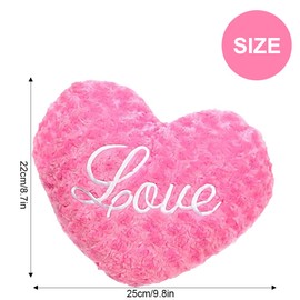 Heart Shaped Cushion Cover Soft Pile Heart Decorative Pillow Cute Heart Plush Cushion Heart Throw Pillows for Bed Sofa Romantic Girls' Women Gifts (Pink, 22x25cm)