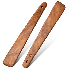 Espátula de madera de teca de 12 pulgadas para cocinar, volteador de madera pequeño, raspador de huevos, volteador de madera plano, utensilios de coci