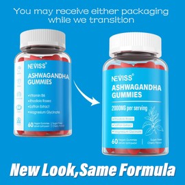 Ashwagandha Gummies, Magnesium Glycinate Gummies 2000mg for Adults, Vitamin B6, Zinc, Rhodiola Rosea, Lemon Balm, Relaxation Support, Natural Zzz, Brain, Muscle, Stamina, Energy, Sugar Free