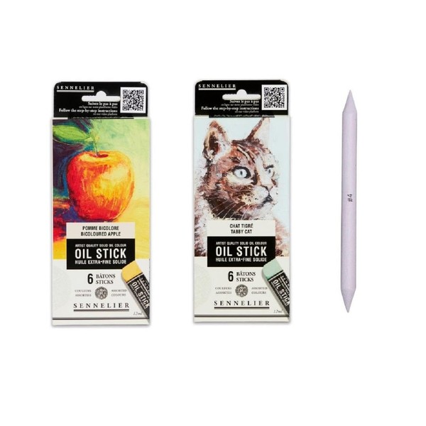 Sennelier Oil Sticks 12 Piece Mini Set Natural and Veneers