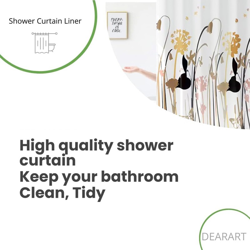 Cawtiuly Shower Curtains Waterproof Washable Fabric Bath Curtain with Hooks