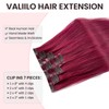 Human Hair Clip in Extensions Burgundy 16 Inch 7 Pcs