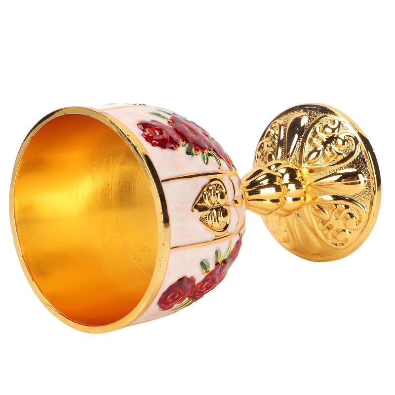 Gold Chalice 4 Inch High Zinc Alloy Retro Embossed Flower
