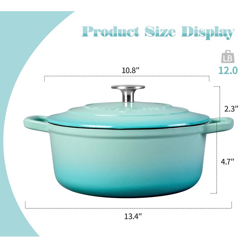 EDGING CASTING Enameled Cast Iron Covered 5.5 Quart Dutch Oven