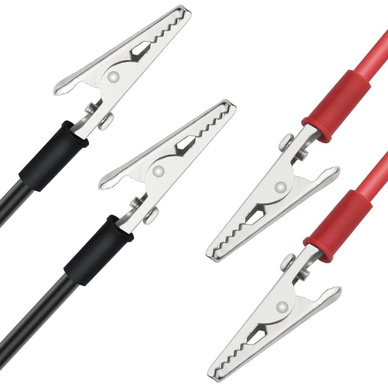 Crocodile Clips Set, Red & Black, 52 mm, 2 Pieces