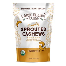 Lark Ellen Farm Sprouted Organic Certifed Cashews Unsalted - 10 oz Bag, Non GMO, Keto Snacks, Paleo, Gluten Free, Vegan, Organic, Plant Based, High Protein, Low Glycemic Index, Peanut Free Facility…
