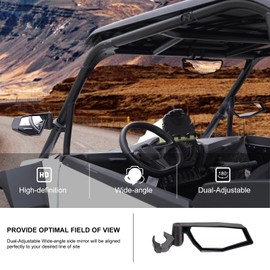 KIWI MASTER Center & Side Rear View Mirrors for 2024 2025 Polaris RZR XP 1000 Accessories, 2021-2025 RZR Trail/Trail S Adjustable Folding Rearview Mirror 2884524 2883763