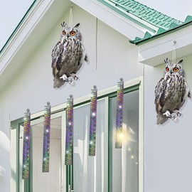 Plastic Hawk to Scare Pigeon Away from Porch Patio Balcony, 2Pcs Flat Fake Hawk to Keep Pigeon Away with Reflective Tape, Pigeon Scare Devices Garden Hawk to Scare Woodpecker Squirrel for Outdoor