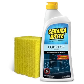 Cerama Bryte Glass Cooktop Cleaner Bundle with 10 Cleaning Pads for Removal of Tough Stains, Stovetop Cleaner for Glass - Ceramic Surfaces, 18 Ounces, 11 Piece