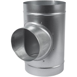 HVAC OV 90° Degree Ø8 x 8 x 6 Inch T Shape Duct Splitter - Metal 3 Way Fitting Adapter - Galvanized Steel - Round Duct Hose Dryer Connector - for Home or Industrial HVAC Ventilation - Branch 6 Inch