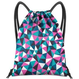 BHAHB Drawstring Backpack for String Bag Waterproof Cute Sports Beach Swimming Travel (13"×17"), Z28-geometry, One Size, A