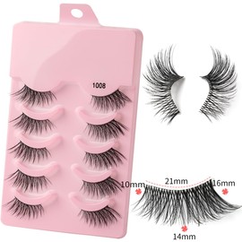 5 Pairs 3DShort Mink Eyelashes Super Dense Stage Makeup Natural False Eyelashes Long Eyelashes Extension Fake Eyelashes Handmade (1008)