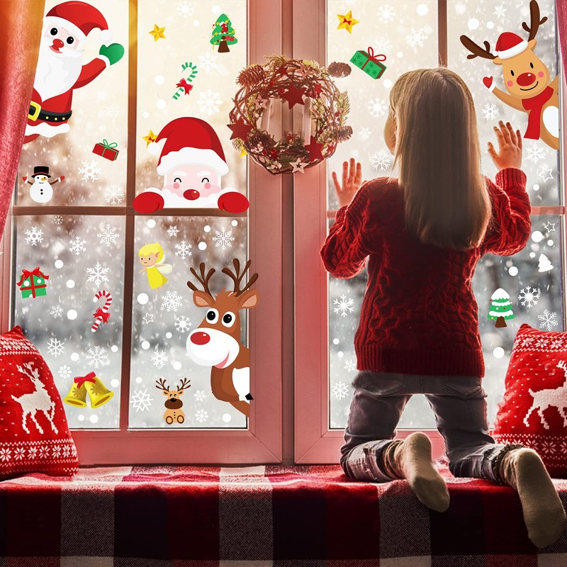 Bigqin Window Stickers for Christmas Winter Window Decoration Snowflake Stickers,