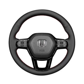 Funda de volante cosida a mano para Honda Civic 2022 de 11ª generación (piel negra)