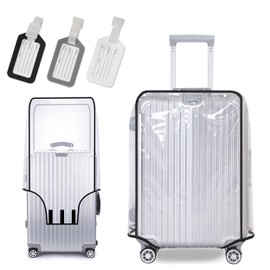 Clear PVC Luggage Cover, 26 Inch Suitcase Cover Luggage Protector with 3 Luggage Tags, Waterproof Suitcase Cover Protector Protective Cover Suitcase Covers for Travel Luggage Suitcase