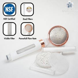 Soonsoo Water Dual NSF Filter Shower Head (6 Stages), White & Rose Gold