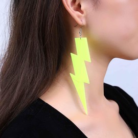 Allereya Vintage Flash Dangle Earrings Acrylic Thunder Earrings Resin Thunder Earrings Green Flash Earrings Jewellery for Women and Girls (Green), Zinc, No Gemstone