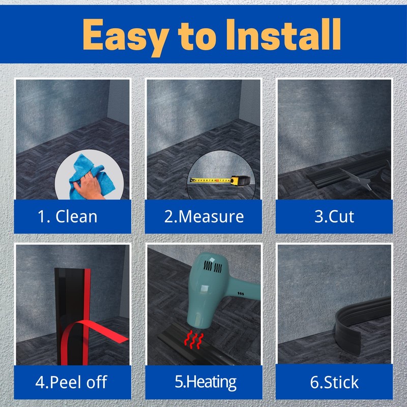 COUKIU Flexible Baseboard Molding Trim, Peel and Stick Rubber Wall