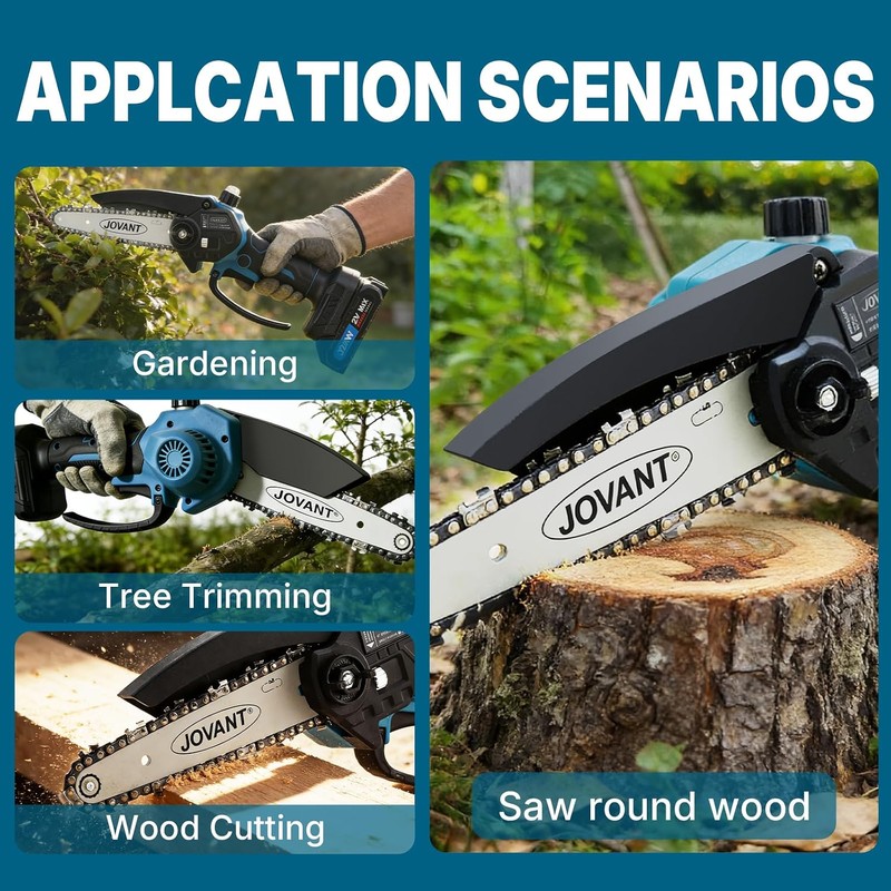 Jovant 6 Inch Mini Chainsaw Cordless, Lightweight Handheld Tree Trimmer