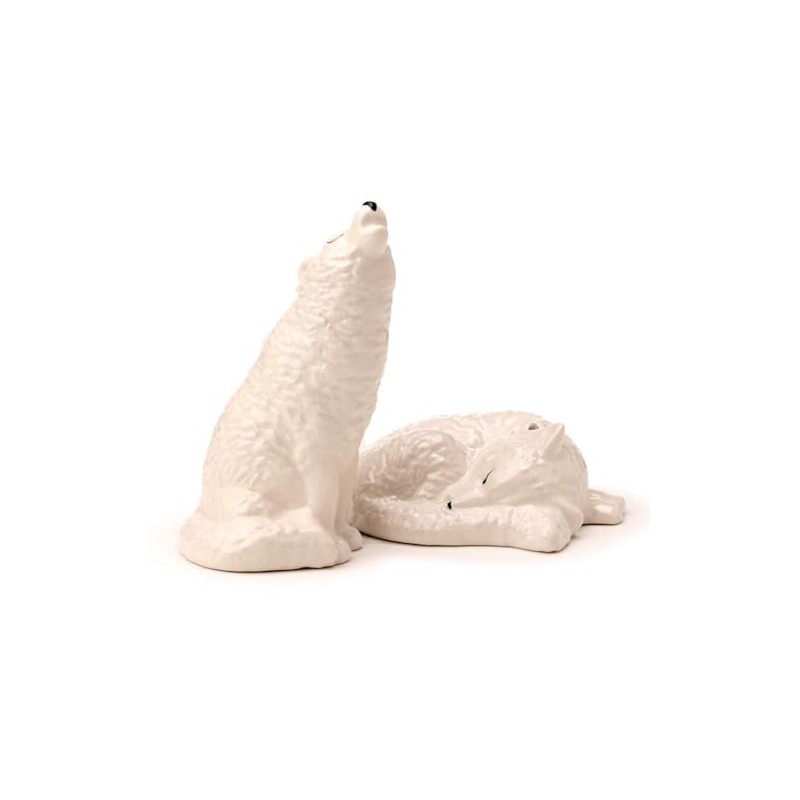 Puckator SP98 White Wolf Ceramic Salt and Pepper Set