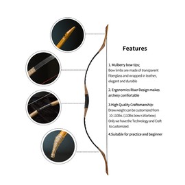 Hungarian Style Handmade Longbow Flagella Recurve Horsebow Archery 40LB