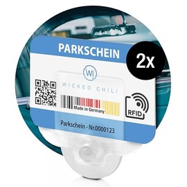 Wicked Chili 2X Soporte para Permiso de Estacionamiento, Portatarjetas y Notas para Parabrisas de Coche, Clips con Ventosa Extraíble, Evite Multas de Estacionamiento, Juego de 2 (Hecho en Alemania